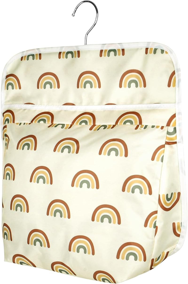 Vicloon Peg Bag Rainbow Clothespin Bag with Hook 30x26cm Capacity 100 Pins