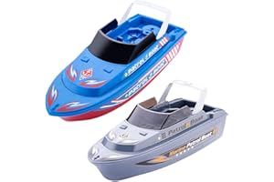 NEXTAKE 2PCS Electric Marine Patrol Boat Water Toy, Coast Guard Vessel Toy Police Speedboat Ship Model Toy Speed Boat Toy Yacht Ship Bath Toy with Siren and Light (Blue 2+Grey 2)