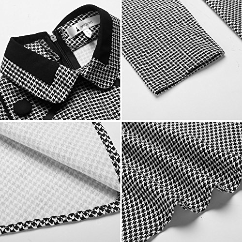 3/4 Sleeve Large Swing Official Plaid Slim Dress ANGVNS Women Elegant Vintage 1940