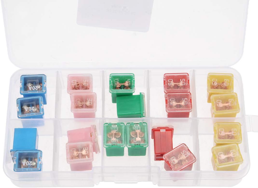 sourcing map Automotive Mini Cartridge Fuse Set 32V 20A 30A 40A 50A 60A Female Terminal for Car Truck Vehicle 20pcs - Image 4