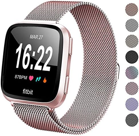 Deyo Compatible Fitbit Versa Bands Women Men,Stainless Steel Milanese Loop Metal Replacement Bracelet Band with Magnetic Closure Accessories Wristbands Compatible Fitbit Versa Smartwatch