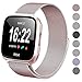 Deyo Compatible Fitbit Versa Bands Women Men,Stainless Steel Milanese Loop Metal Replacement Bracelet Band with Magnetic Closure Accessories Wristbands Compatible Fitbit Versa Smartwatch(Rose Gold S)
