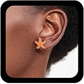 Xduargs Boho Starfish Earrings Tiny Cute Sea Stars Earrings Vintage Starfish Studs Earring Minimalist Summered Beach Earring for Women(Orange)