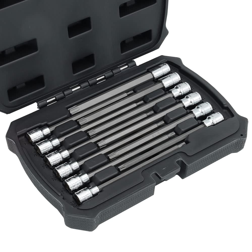 MichaelPro MP012019 Torx Bit Socket Set, 12pc 3/8" Drive Extra Long Torx Bit Set, T10-T60, Star Socket Set, Storage Case