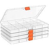 8PACK Nail Organizers and Storage, 15 Grid Mini Clear Bead Organizers Plastic Storage Box Craft Containers for Nail Jewelry R