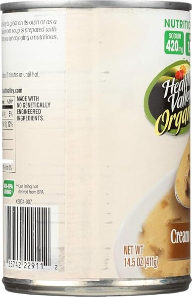 HEALTH VALLEY ORGANIC CREAM OF MUSHROOM SOUP 14.5 OZ