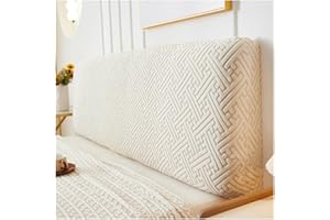 W WWEENUO Stretch Bed Headboard Cover Full Queen King Size, Dustproof Bed Head Protector Cover, Washable Jacquard Headboard Slipcover for Bedroom Decor (Beige, 59.0in/1.5m)