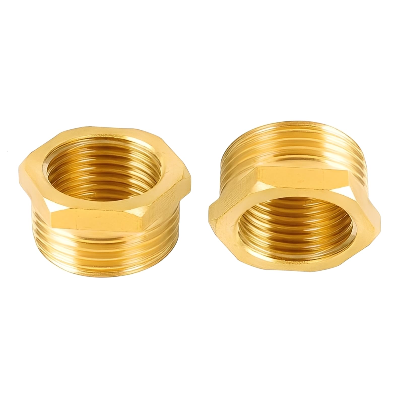 MiJunHD 2PCS Brass Reducer Connector | BSP Female G 1/2 ≈ 20mm to Male G 1 ≈ 33mm | Pipe Thread Reducing Joint Plumbing Adapter for Connection Converting