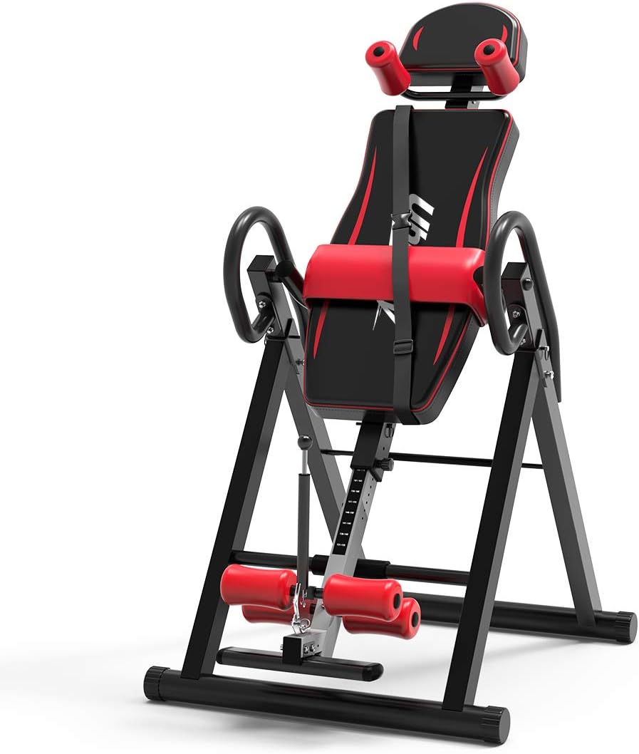 UBOWAY Heavy Duty Inversion Table - with Headrest & Adjustable Protective Belt Back Stretcher Machine for Pain Relief Therapy