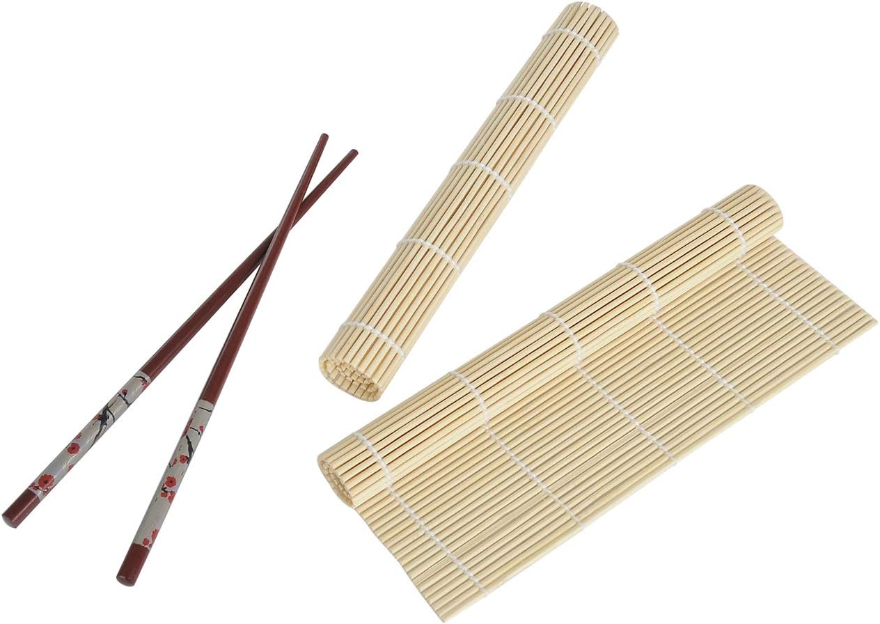 Somani Bamboo Sushi mat with 1 Pair of Reusable Chopsticks