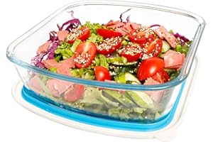 NUTRIUPS 2.7 QT Square Glass Baking Dish with Lid, 9x9 Glass Baking Dish, LARGE and DEEP Baking Dish for Oven