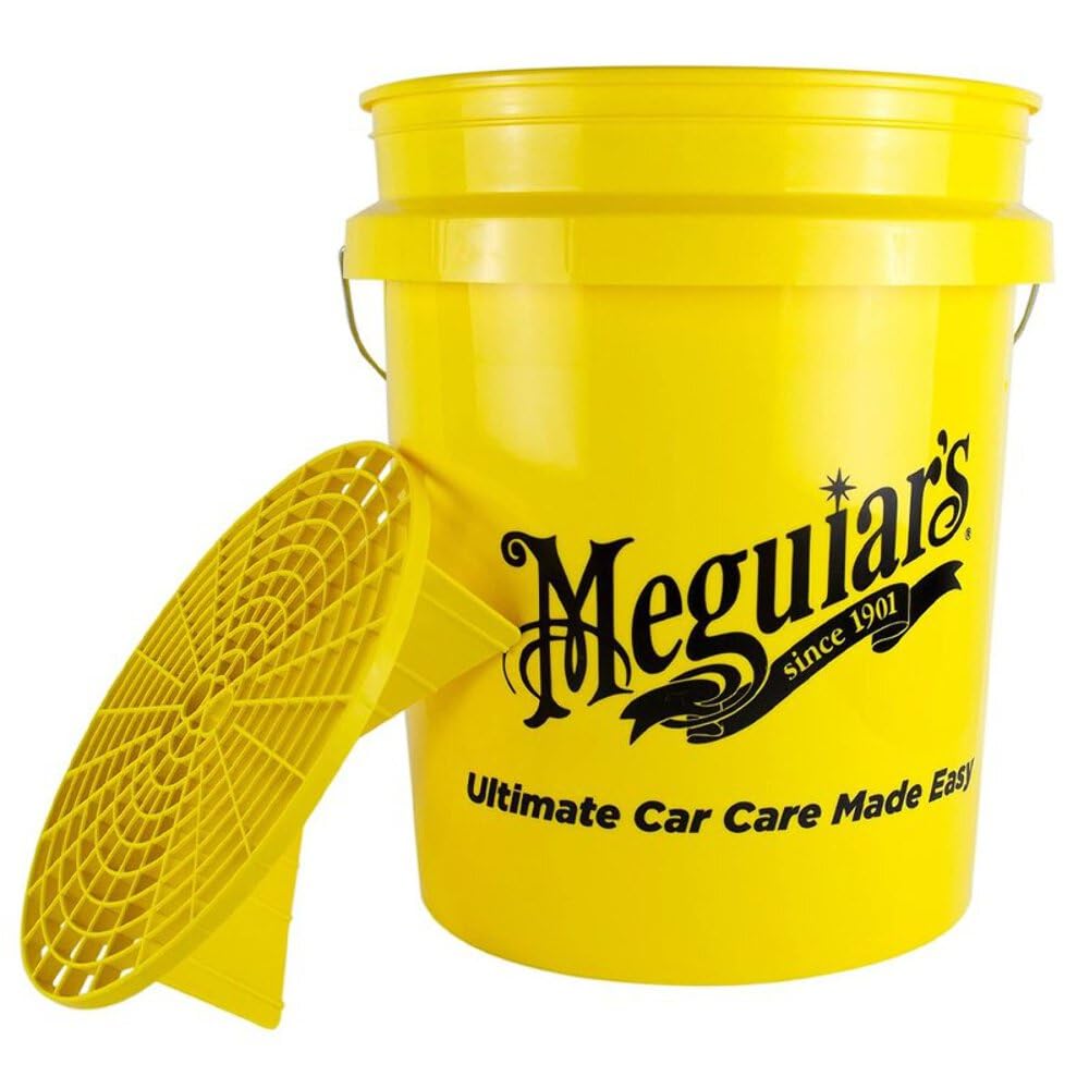 Meguiar's Large Yellow Car Wash Bucket, 22 Litre, Grit Guard Compatible, Ideal for Ultimate Car Care - RG203
