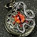 Steampunk Antique Pocket Watch Necklace Victorian Pendant Charm Glass RED Fire Dragon Eye with Snake