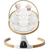 Baby Swings for Infants, Electric Infant Swing with 5 Speed Modes, White | 5-Point Harness, 3 Timer Settings, Built-in Songs &amp; Bluetooth, Portable Modern Swing for Indoor &amp; Outdoor