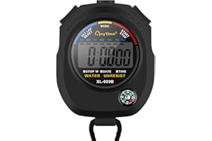 TINDTOP Sport Stopwatch Timer, Professional Digital Stopwatch with Calendar Alarm Compass Multifunctional Handheld Stopwatch 