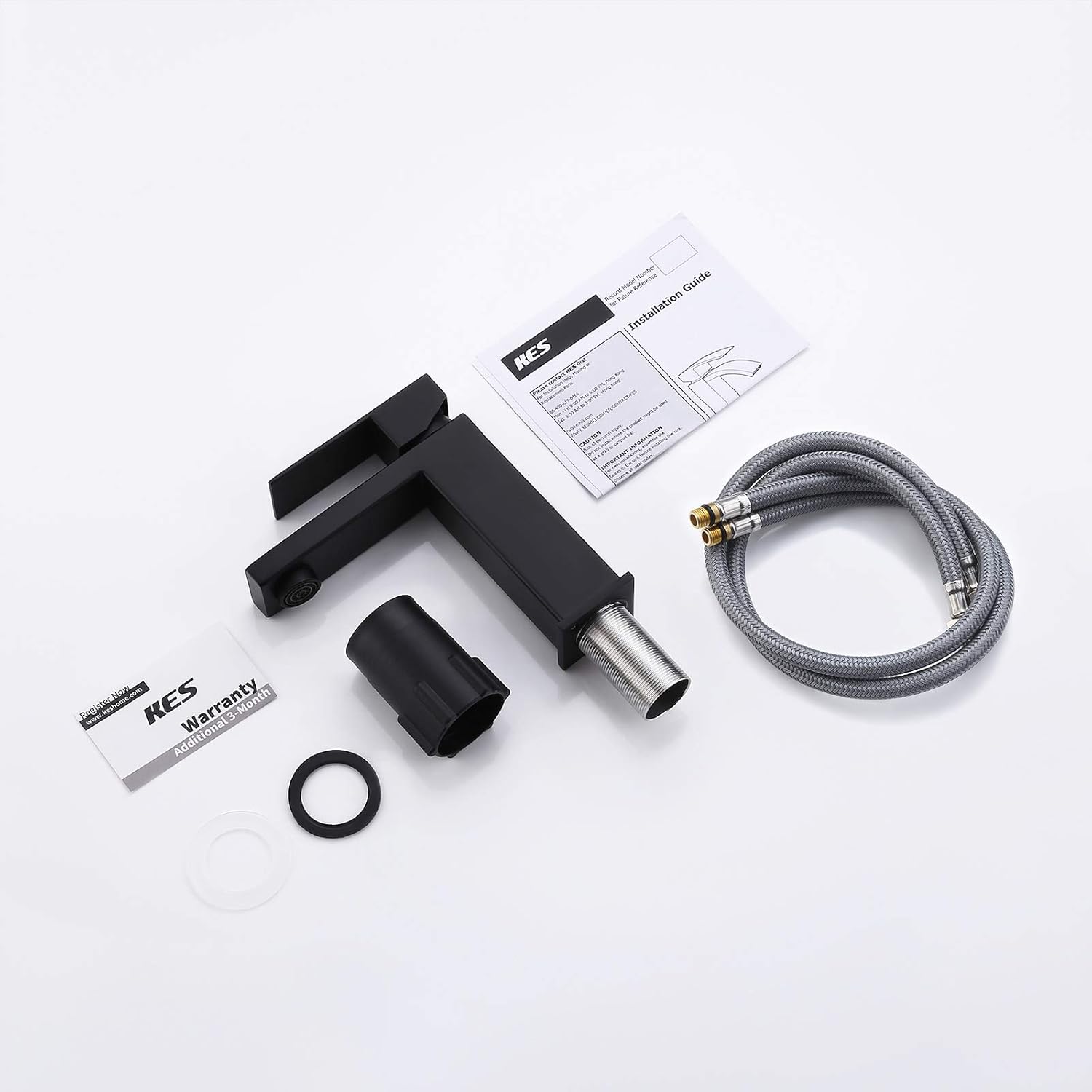 KES Black Bathroom Faucet Single Handle Type Stainless Steel Faucet Lavatory cUPC Certified Vanity Sink Faucet Matt Black, L3156ALF-BK - - 