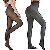PQJSJDR 2 Pairs Fleece Lined Tights Women,Fake Translucent Warm Pantyhose Stretchy Black Sheer Leggings Winter Thick Thermal Stockings - High Waist 90-160lb