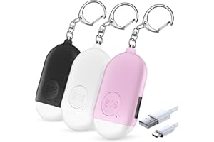 KIMFLY Safesound Personal Alarm Siren Song 3 Pack - 130dB Self Defense Alarm Keychain Emergency LED Flashlight with USB Rechargerable - Security Personal Protection Devices for Women Girl Kid Elderly