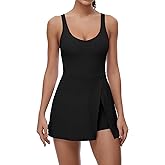 FOMELY Tennis Dress for Women, U Neck Workout Dress with Built in Shorts and Bra for Sleeveless Golf Dresses for Women