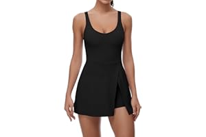 FOMELY Tennis Dress for Women, U Neck Workout Dress with Built in Shorts and Bra for Sleeveless Golf Dresses for Women