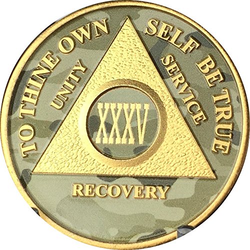 35 Year AA Medallion Camo Gold Plated Anniversary Chip Camouflage Color