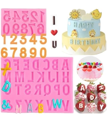 Alphabet & Number Silicone Mold Set - 5 PC Food-Grade Molds For Chocolate, Fondant, Resin, Soap 1 thumbnail image