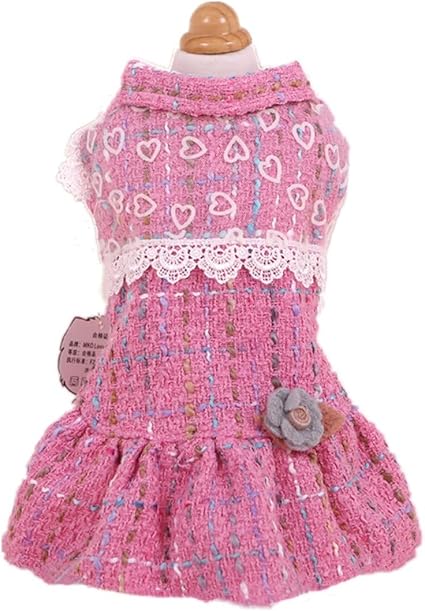 Amazon Icouchi 犬服 ワンピース 秋冬 レース ドッグウェア 女の子 ドレス かわいい おしゃれ 袖なし 小型犬 中型犬 猫 洋服 ペット服 保温 防寒 お姫様 散歩 お出かけ 記念撮影 Icouchi ドレス ワンピース 通販