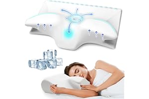 SUFOR Cervical Pillow for Neck Pain Relief, Cooling Contour Memory Foam Pillows Support Odorless Ergonomic Neck Pillow Adjustable Orthopedic Bed Pillow for Side Back Stomach Sleeper with Pillowcase