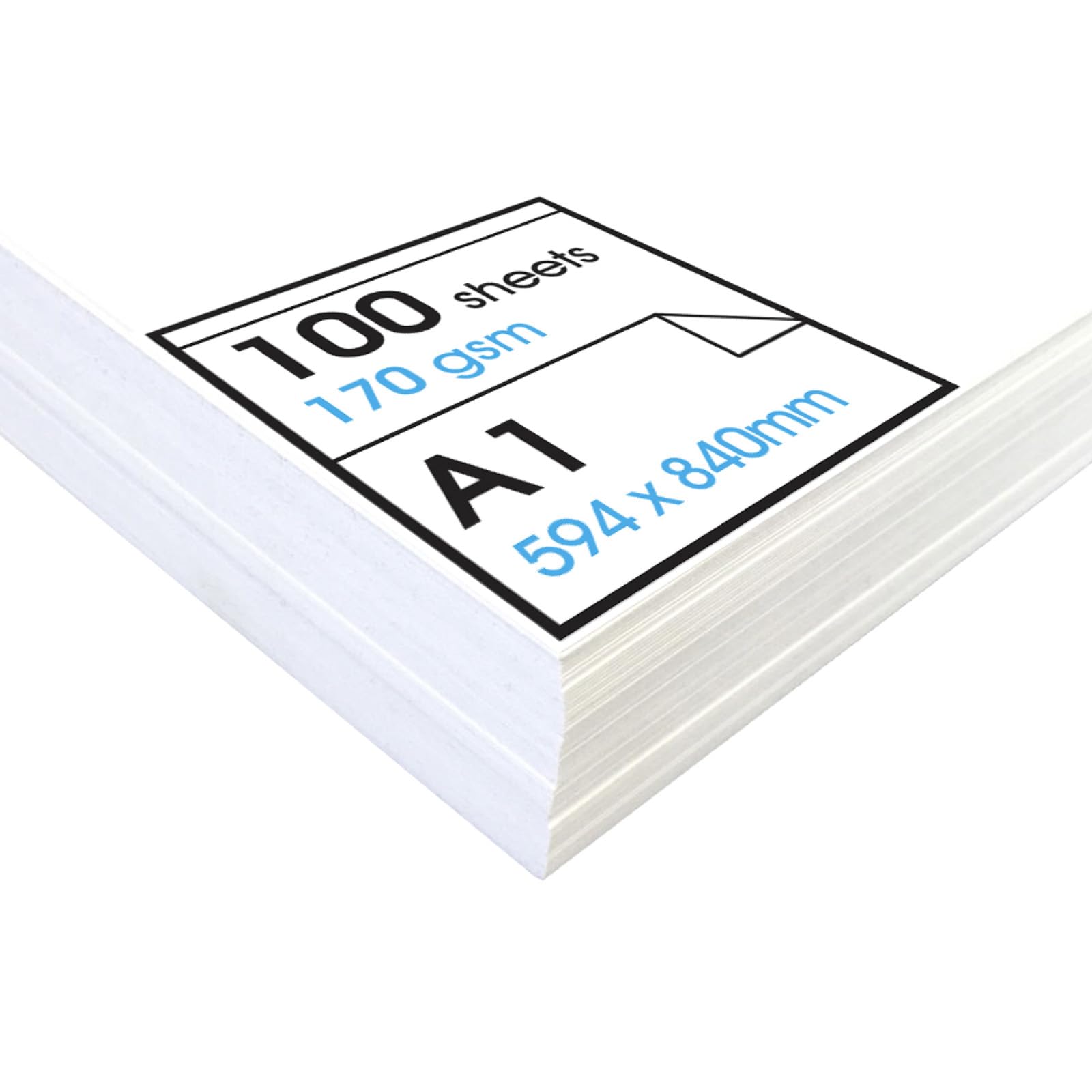 Artway Studio - Acid Free A1 Cartridge Paper for Drawing - Ideal for Dry Art Applications - 170gsm - A1 (100 Sheets), White
