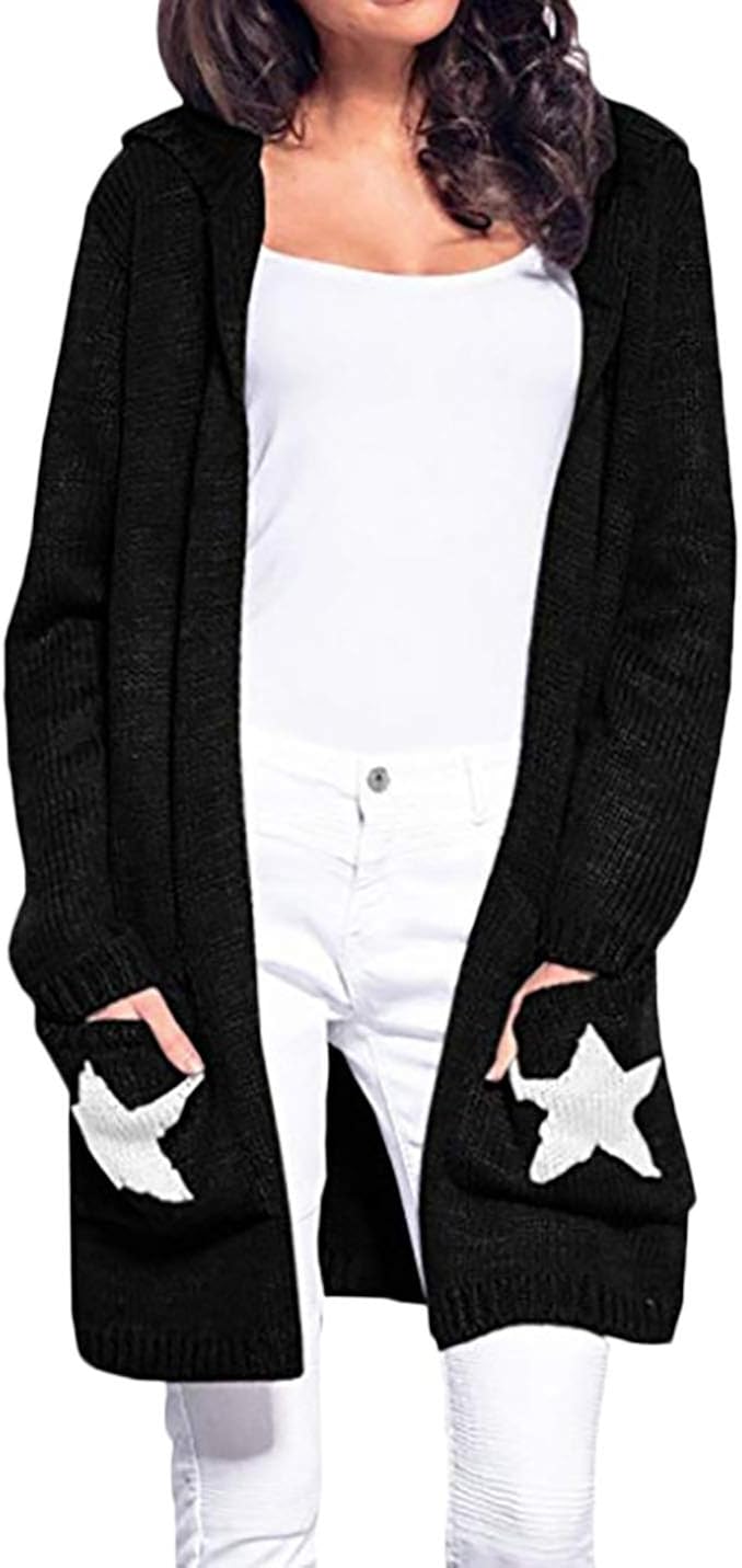 Cardigan Ladies Long Elegant Cardigan Stars Patterned Clothing Trendy