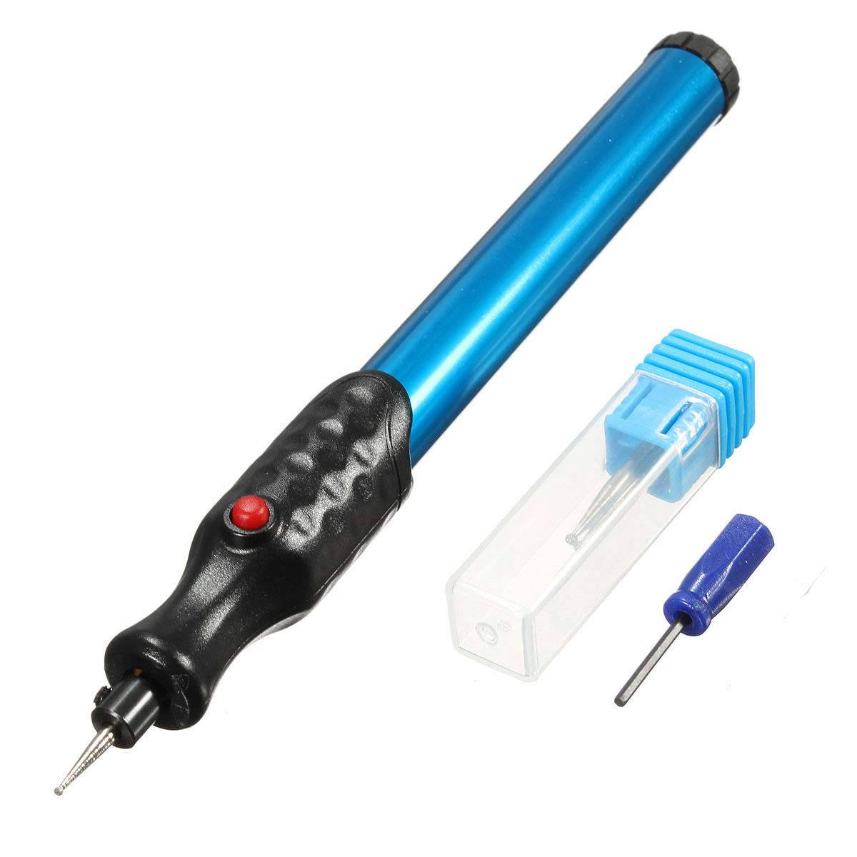 AIHG Electric Engraving Engraver Pen Etching Carve Tool for DIY Stationery School Jewellery Jewelry Metal Glass Stone Plastic Wood Leather - (Cordless Precision Engraver with Diamond Tip Bit), Blue