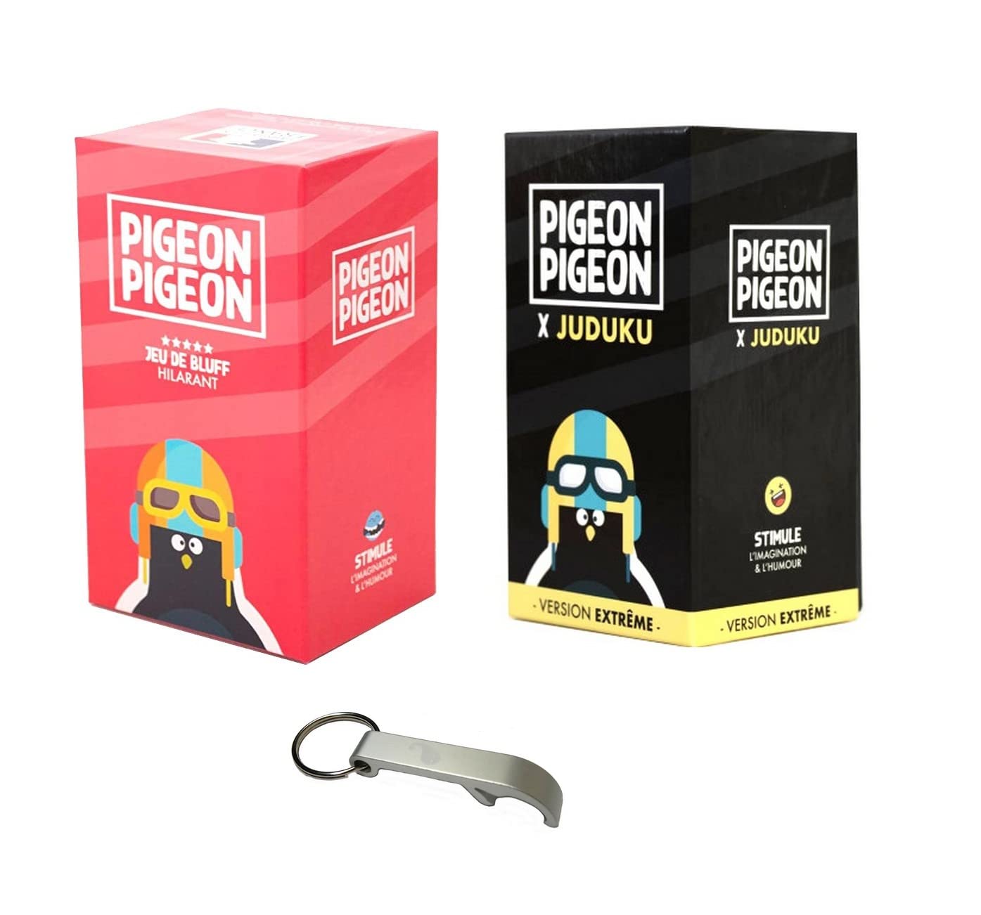 Set of 2 Games in French Pigeon 1 + Extreme Version + 1 Bottle Opener Blumie (Pigeon 1 + Extreme Pigeon)