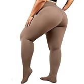 Justay 1 Pair Plus Size Fleece Lined Tights Women Winter Warm Thick Pantyhose Fake Translucent Thermal Leggings for Gifts