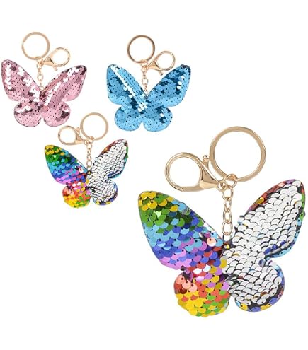 CHUQING Initial Letter Keychain For Girls – Pink Cute Butterfly Heart Design, Resin Keyring With Tassel, Personalized Gift