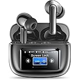 JGUG Wireless Earbuds, Bluetooth 6.0 Ear Buds ANC Noise Cancelling Headphones with Multifuntional Touchscreen, 48H Playtime, Stereo Sound, Clear Calls for Sports Workout, Graphite