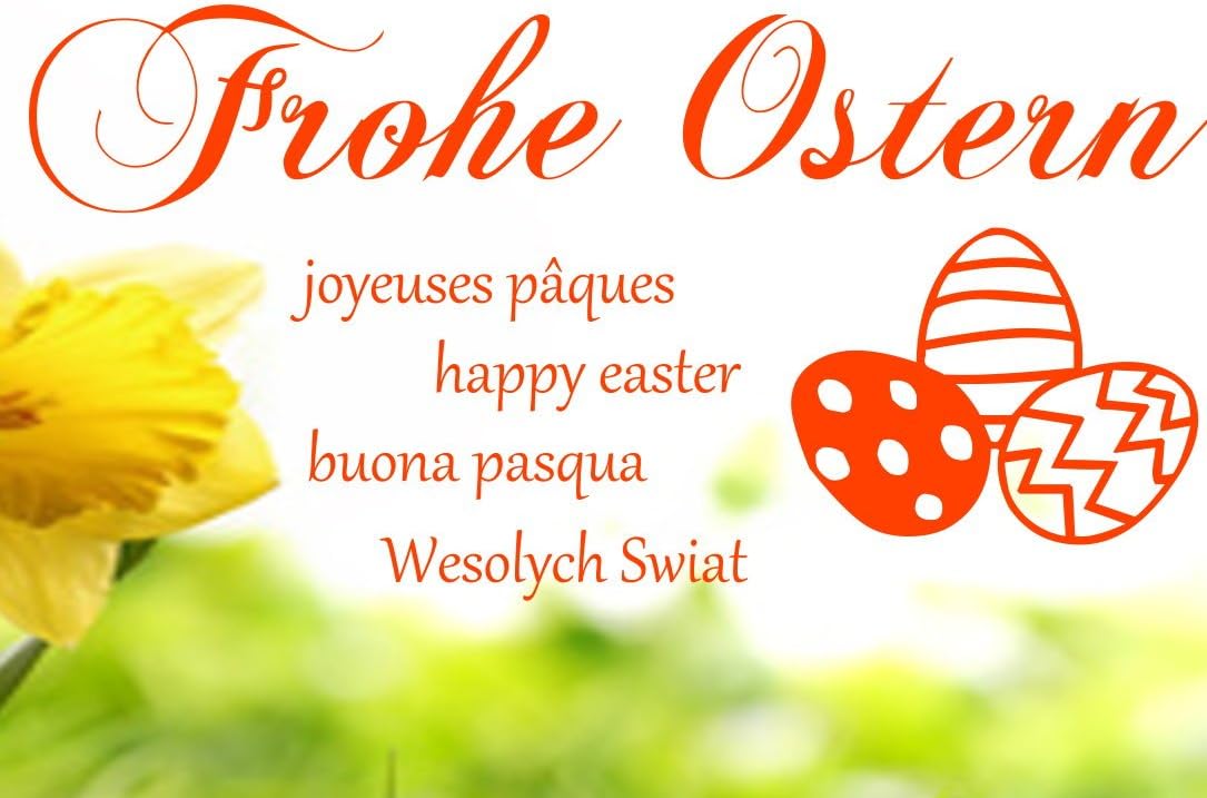 Amazon.de: Frohe Ostern Schriftzug international in fünf Sprachen mit