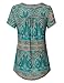 Vinmatto Women's Summer Short Sleeve V Neck Flowy Tunic Top(XL,Multi Green Blue)