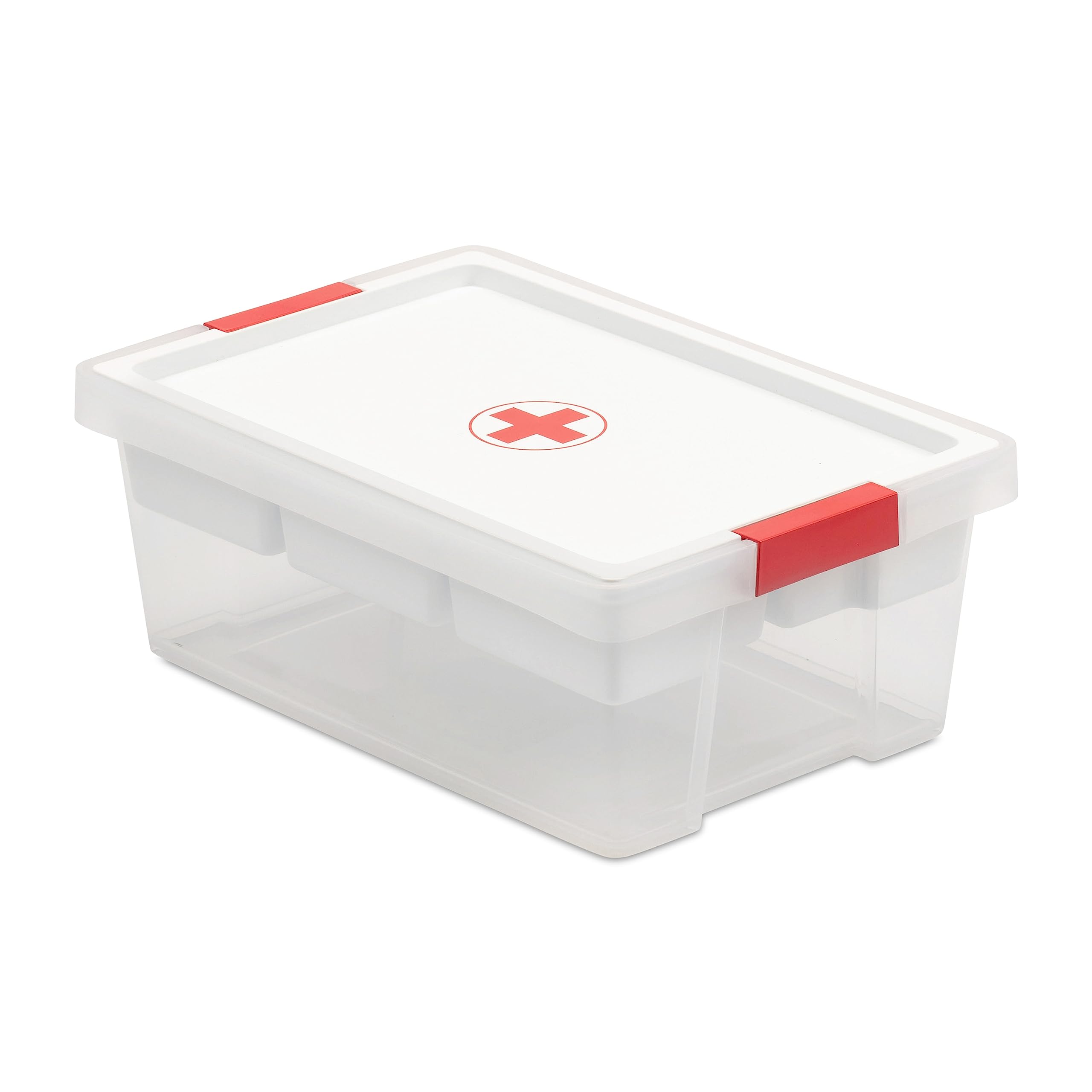 TATAY First Aid Box 7L | Plastic Storage Box with Lid and 5-Compartment Tray | Lid with Hinges Included | Ergonomic Handles | Recycled BPA-Free Plastic | 25x36x13.5 cm, White