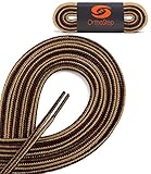 OrthoStep Thin Round Athletic Nylon Brown - Tan Combo 60 inch Shoelaces - Fused Tips - Work Boot Laces 2 Pair Pack