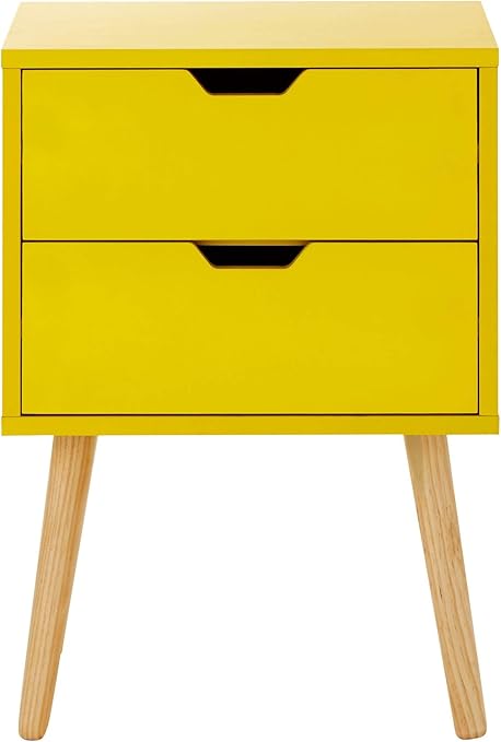 Nyborg Single 2 Drawer Bedside Table Cabinet Bedroom Furniture Yellow Amazon Co Uk Kitchen Home