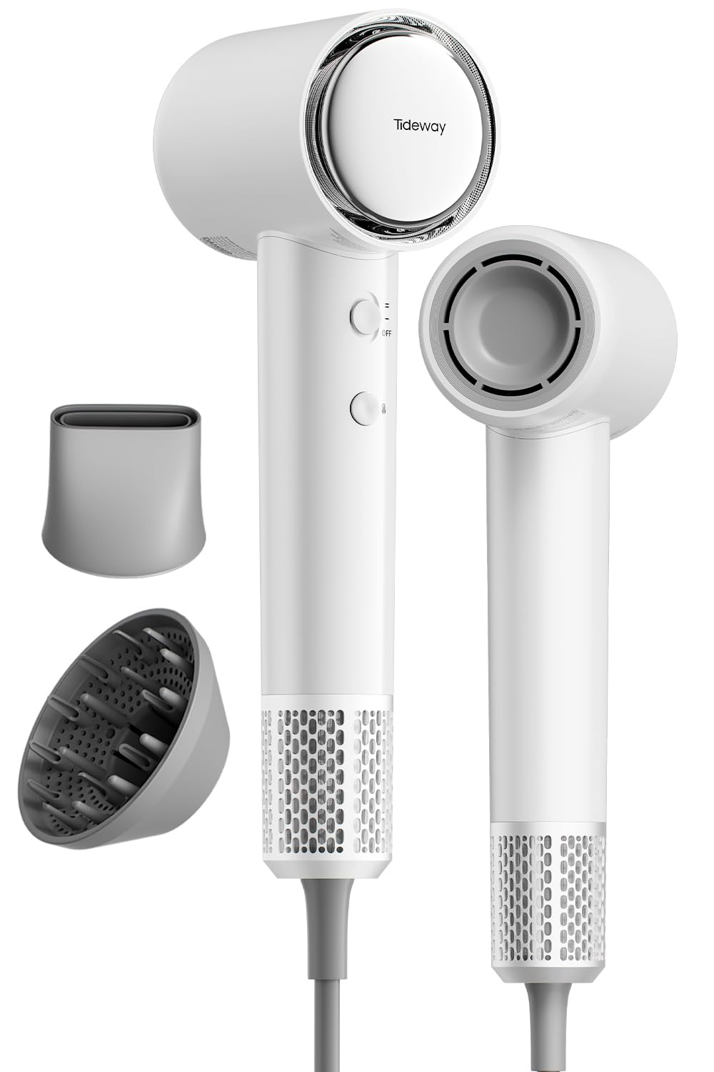 Photo 1 of Tideway Hair Dryer, Blow Dryer with Diffuser, Ionic Professional High-Speed 1500W Low-Noise, 110,000 RPM Brushless Motor, Fast Drying, Travel Compact for Women & Men (White)