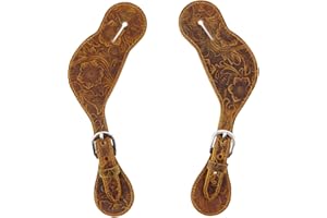 Jeereal Leather Western Spur Straps for Cowboy | Men and Women's Boots Equipment | Double Ply Reinforced Stitching Spur Straps