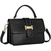 Women’s Croc-Embossed Crossbody Handbag with Top Handle, Gold Hardware & Adjustable Strap Elegant Bag for Everyday & Evening