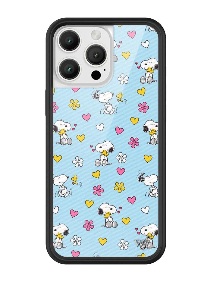 Wildflower Cases - Compatible with iPhone 16 Pro Max | Protective Bumper, 6.5ft Drop Test Certified, Women Owned Small Business | Snoopy Blue Yellow Heart Flower Trendy | Mad Happy x Peanuts