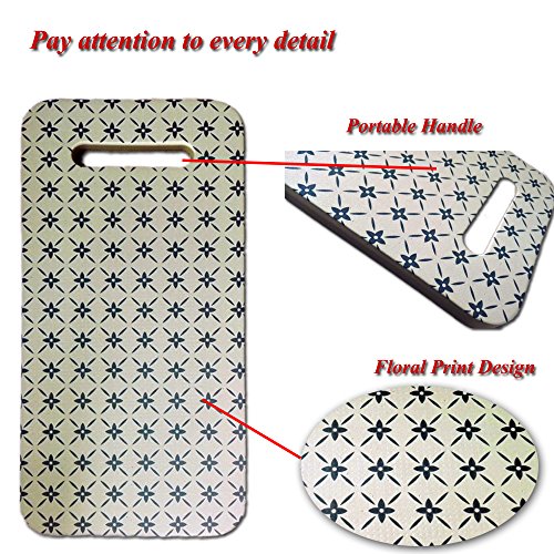 Hongwo 2 Pack EVA Foam Kneeler Pad Floral Print Extra Thick Garden Kneeling Cushion Knee Mat for Baby Bath, Prayer, Yoga, Gym- 16"x8"x1"- Khaki