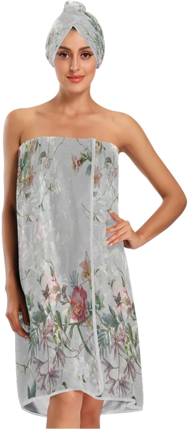 xigua Elegant Flower Colorful Floral Women’s Spa Body Wrap with