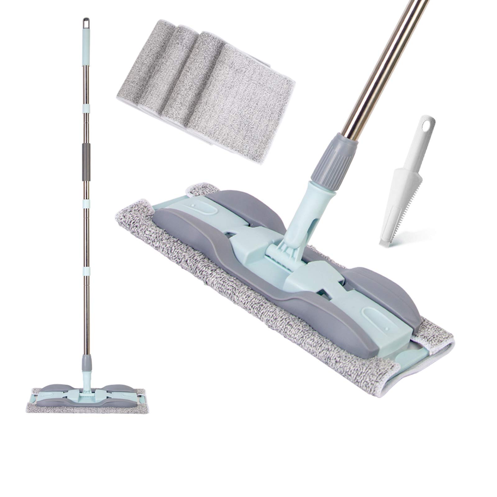 Photo 1 of 2-in-1 Microfiber Mop for Wet & Dry Use, 15-Inch with 4 Washable Pads, Adjustable Handle for Effortless Deep Cleaning and Floor Protection
