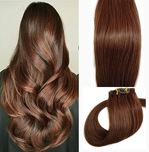 Myfashionhair Clip in Hair Extensions Real Human Hair Extensions 18 inches 70g Clip on for Fine Hair Full Head 7 pieces Silky Straight Weft Remy Hair (22 inches, 30)