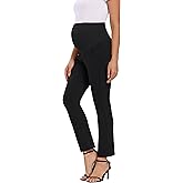 Foucome Women's Maternity Pants for Work Over The Belly Bootcut Dress Pants Stretch Pregnancy Trousers