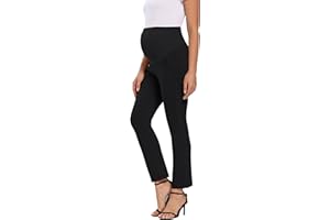 Foucome Women's Maternity Pants for Work Over The Belly Bootcut Dress Pants Stretch Pregnancy Trousers